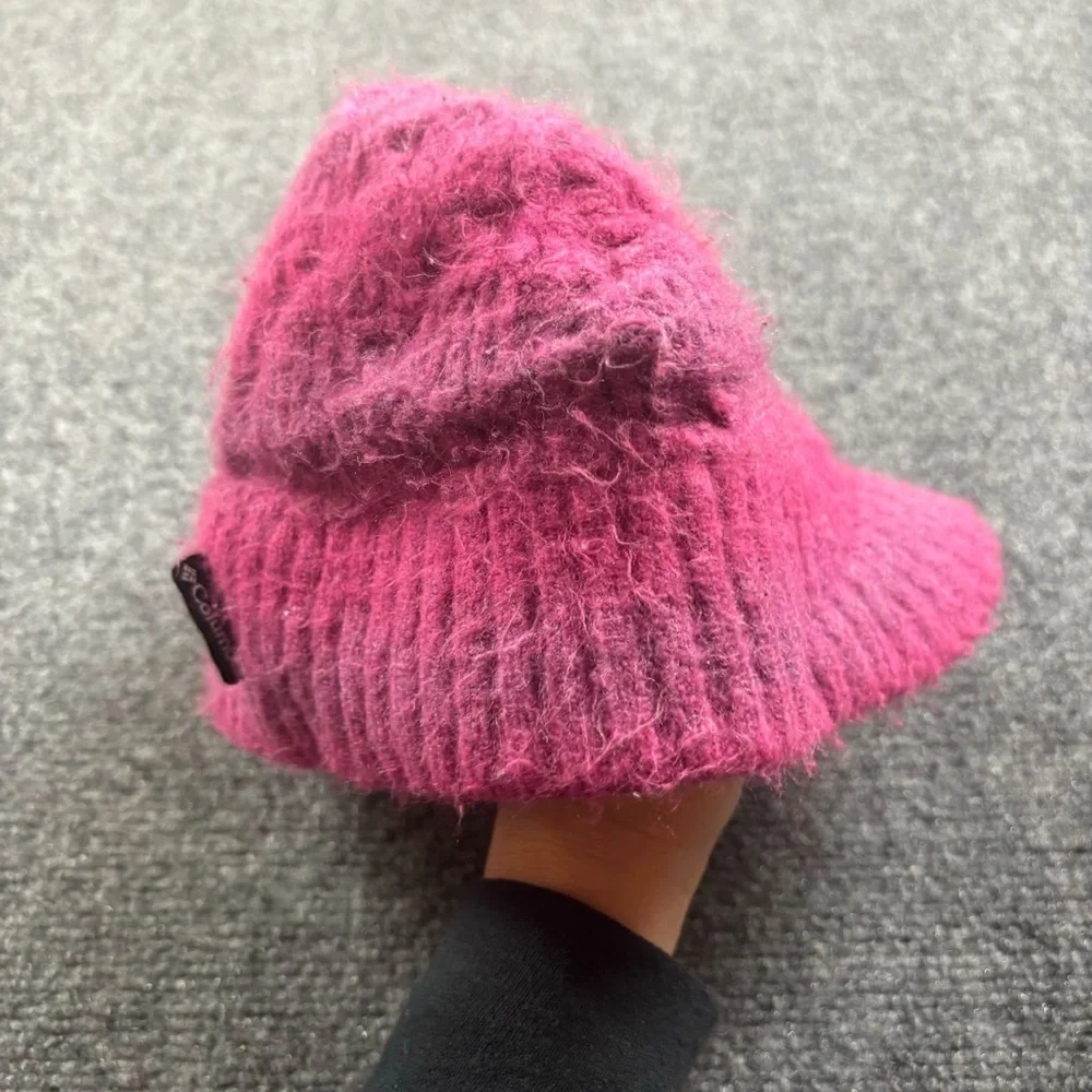 COLUMBIA Girls Pink Knit Brimmed Beanie Winter Hat One Size Fits Most